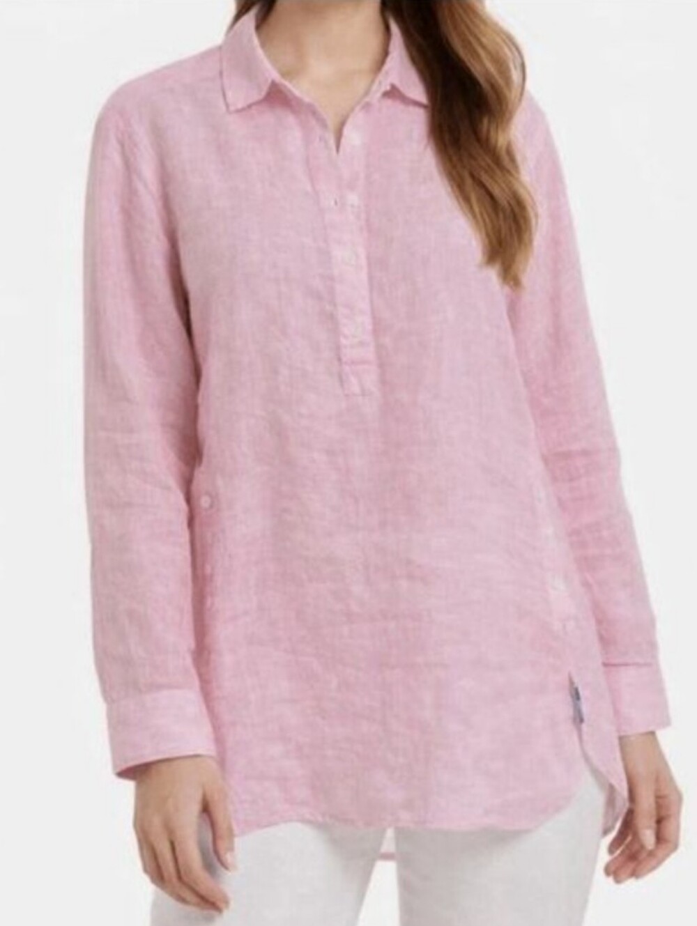 J Mclaughlin Fallon Pink Stripe Linen Tunic Shirt M
